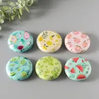 Шкатулка металл круглая "Фрукты и овощи" набор 12 шт 6,8х6,8х1,7 см