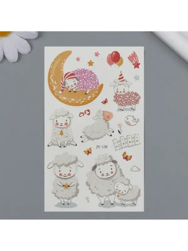 Переводные тату на тело светящиеся «Сонный барашек», 12×7.5 см