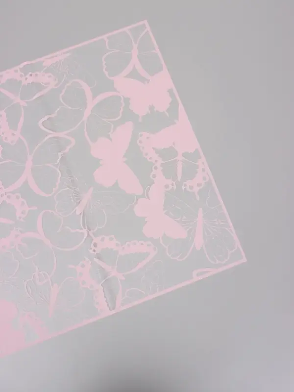 Пленка для цветов, "Бабочки", розовая, 57х57 см