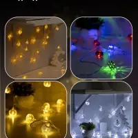 Гирлянда &laquo;Нить&raquo; 4 м с насадками &laquo;Шарик сетка&raquo;, IP20, прозрачная нить, 20 LED, свечение тёплое белое, 8 режимов, 220 В