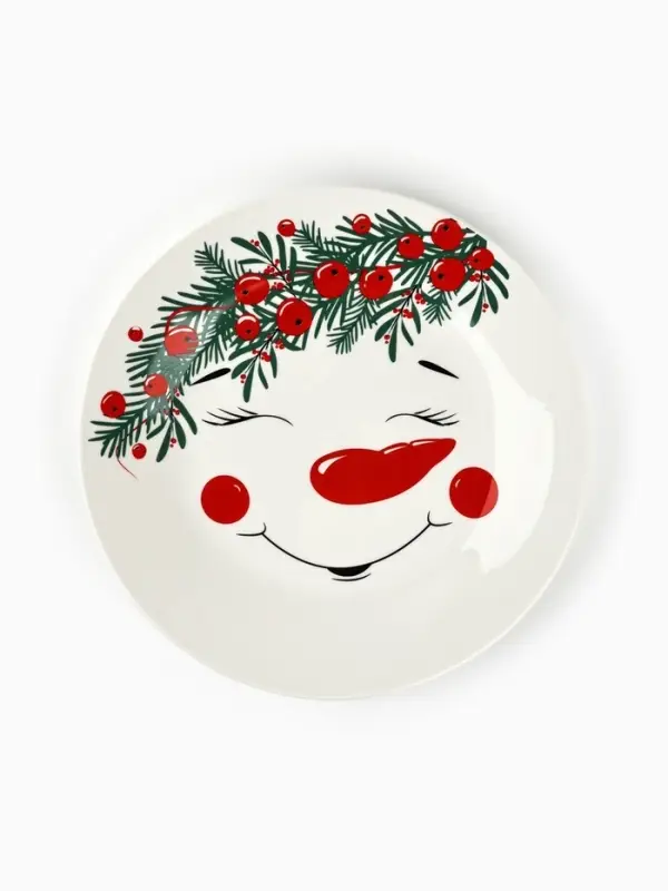 Тарелка плоская новогодняя &laquo;Снеговик Ледыш&raquo;, d=20 см