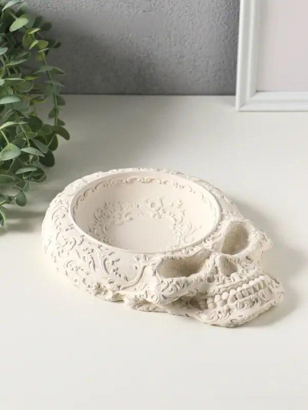 Подставка для мелочей &laquo;Череп резной&raquo;, 24&times;18&times;3 см, гипс