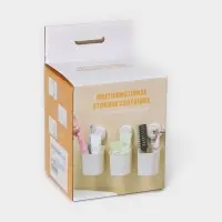 Стакан для зубных щёток на вакуумной присоске, пластик, 9×7,7×19 см, белый