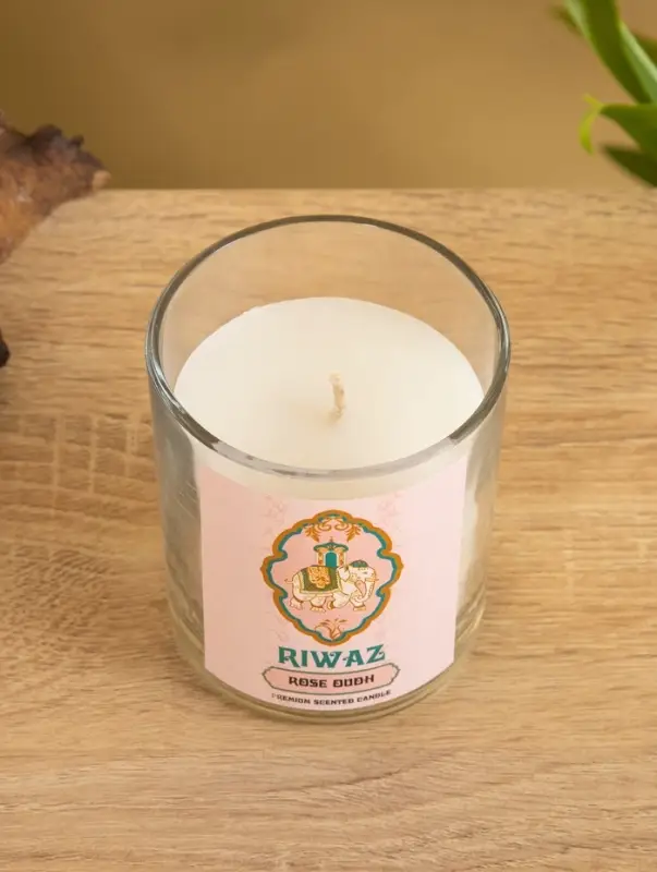 Свеча ароматическая в стекле  "Роза" соевый воск 120гр