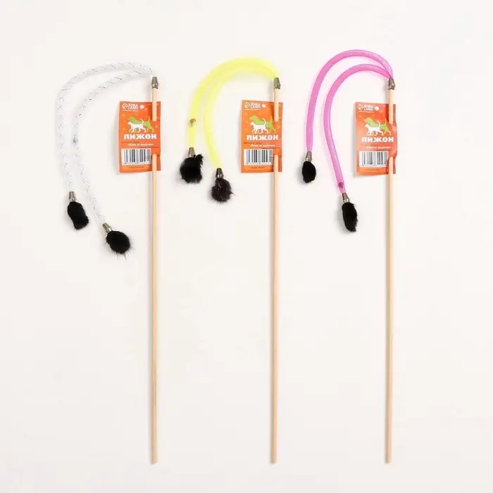 Дразнилка - удочка &laquo;Норка на трубочке&raquo;, на деревянной палочке, цвет МИКС