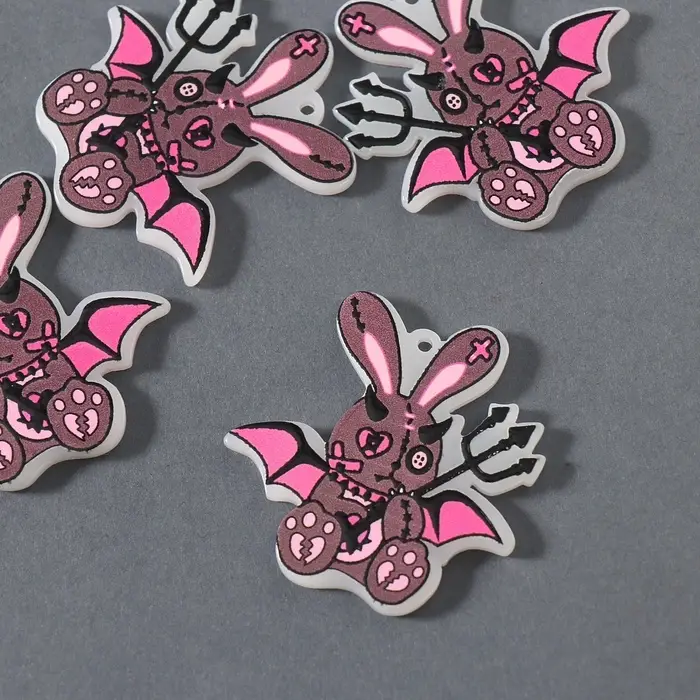 Декор для творчества акрил двусторонний Декор для творчества акрил двусторонний "Зайка-дъяволёнок" 4,3х4х0,2 см