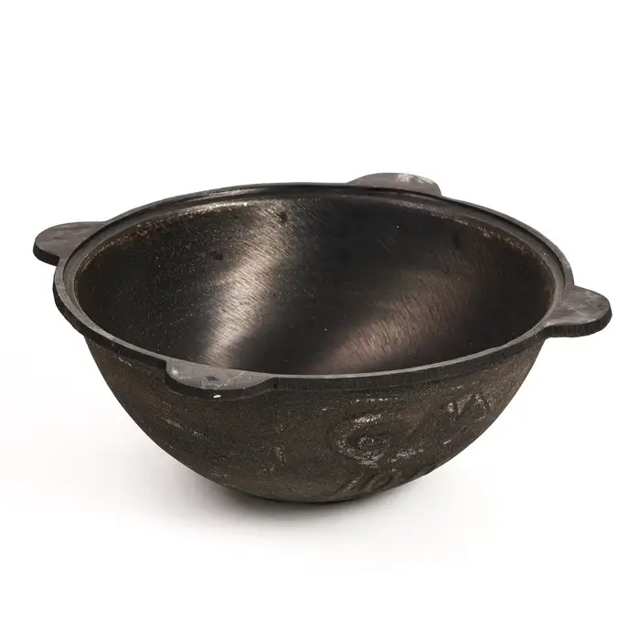 Казан, 10 л, плоское дно, алюминиевая крышка, чугун