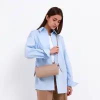 Сумка женская кросс-боди на молнии, 22&times;11.5&times;11.5 см, однотонная, бежевая