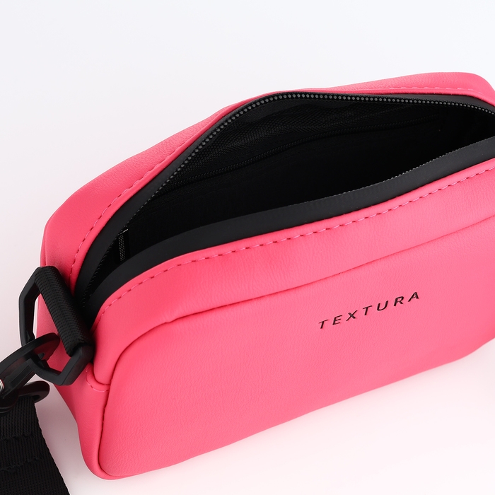 Сумка женская на молнии, TEXTURA, маленький размер, длинный ремень, цвет фуксия Сумка женская на молнии, TEXTURA, маленький размер, длинный ремень, цвет фуксия