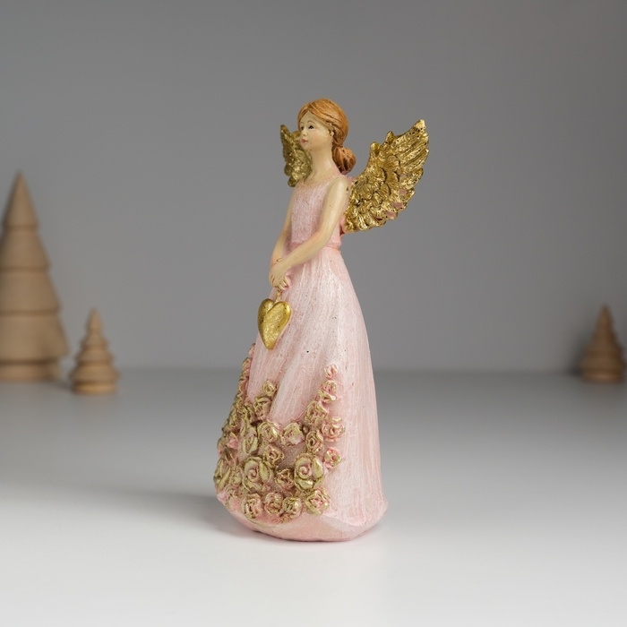Сувенир полистоун Сувенир полистоун "Ангел с розами на платье" МИКС 7,5х5х14 см
