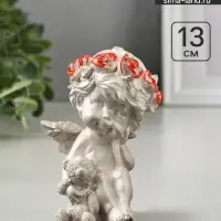 Фигурка гипс &laquo;Ангел с мишкой большой&raquo;, 13&times;8&times;7 см, перламутр