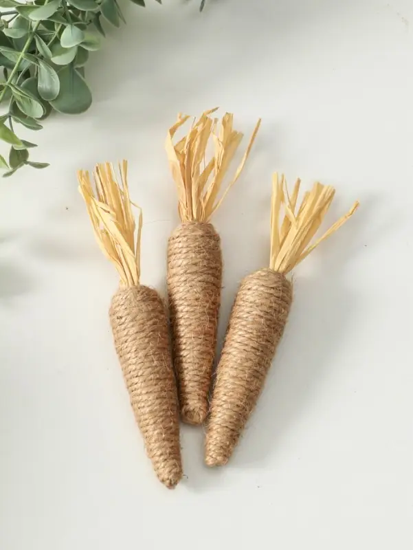 Декор пасхальный "Морковка из джута" набор 3 шт 2,2х2,2х14 см