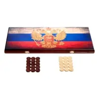 Настольная игра нарды с шашками &laquo;Герб России&raquo;, деревянные большие, 60&times;60 см