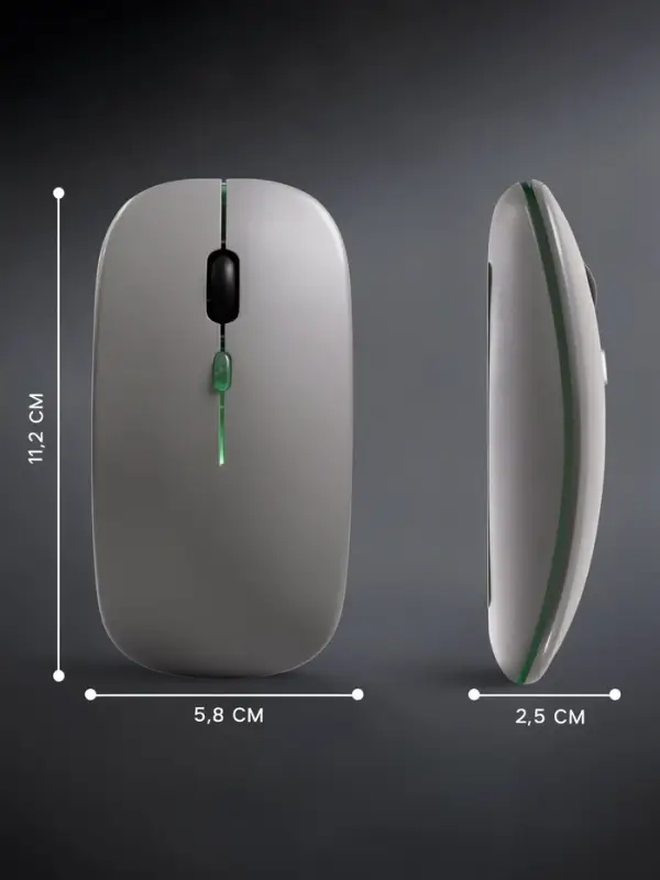 Мышь MB-2.4 беспроводная, оптическая, подсветка, 800-1600 dpi, USB, Bluetooth, серая