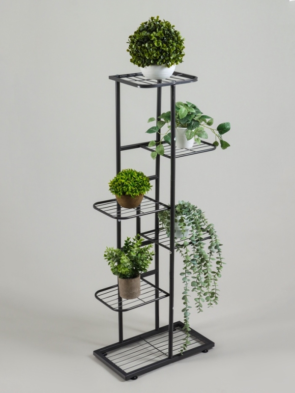 Подставка для цветов Greengo, 6 полок, 44 × 22 × 105 см, напольная, металл, тёмно-серая Подставка для цветов Greengo, 6 полок, 44 × 22 × 105 см, напольная, металл, тёмно-серая
