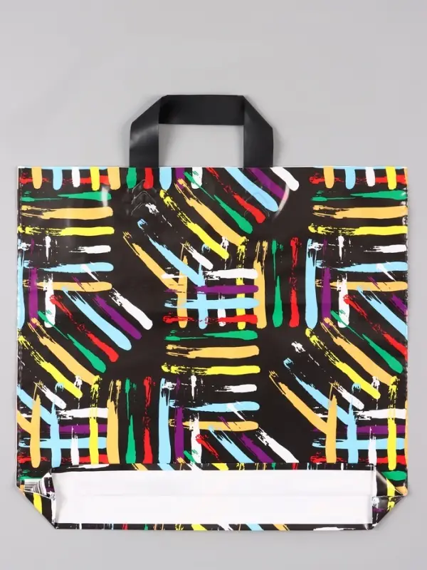 Пакет &laquo;Цветные линии&raquo;, полиэтиленовый с петлевой ручкой, 38&times;34 + 3 см, 70 мкм