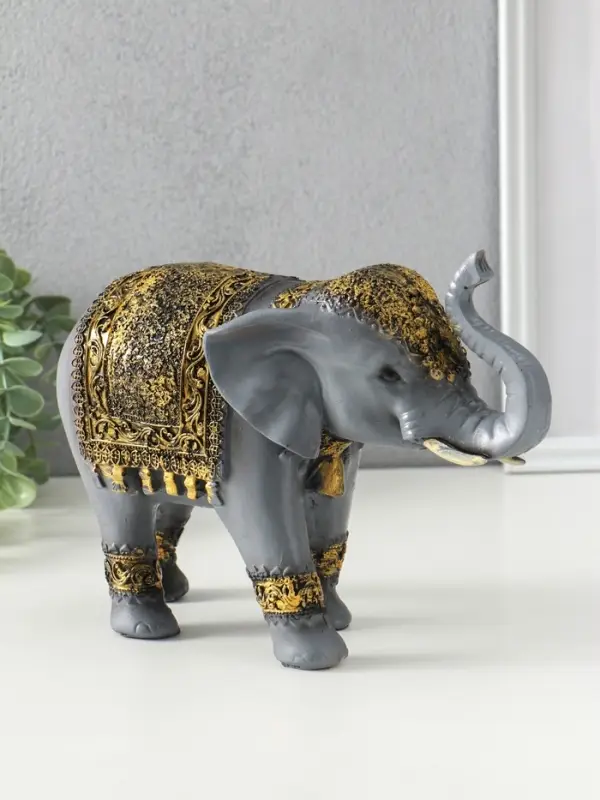 Фигура полистоун &laquo;Слон&raquo;, под серебро, 20&times;28 см