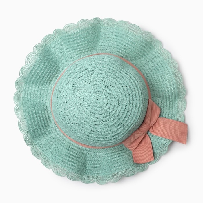 Шляпа для девочки с бантом MINAKU, р-р 52, цв.голубой Шляпа для девочки с бантом MINAKU, р-р 52, цв.голубой