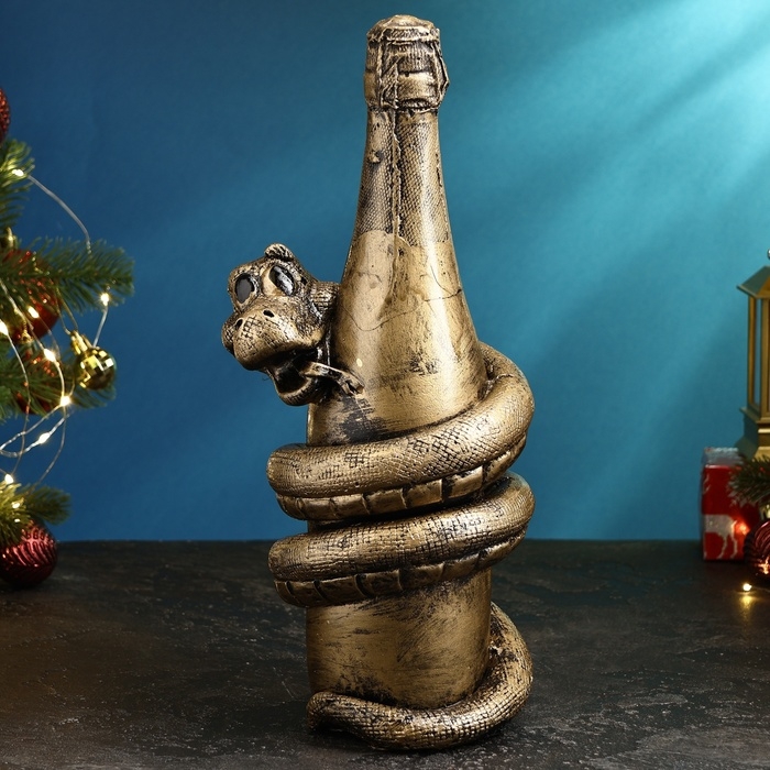 Копилка Копилка "Змея с шампанским" черное золото, 35х16х16см