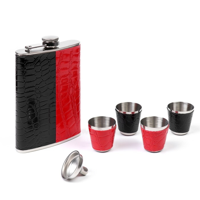 Подарочный набор 6 в 1 Подарочный набор 6 в 1 "Дубль": фляжка 270 мл, воронка, 4 рюмки, 17 х 17 см