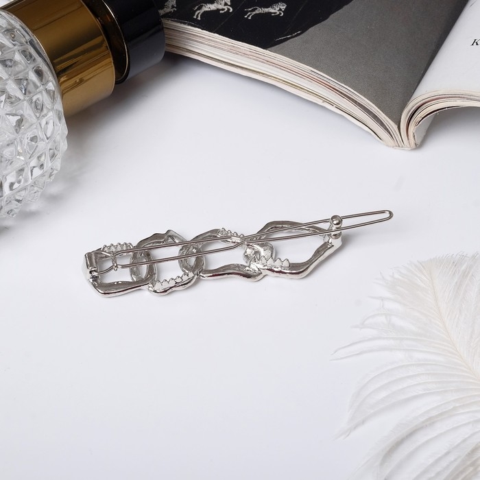 Невидимка для волос  Невидимка для волос "Либерти" петельки, 5,5 см, серебро