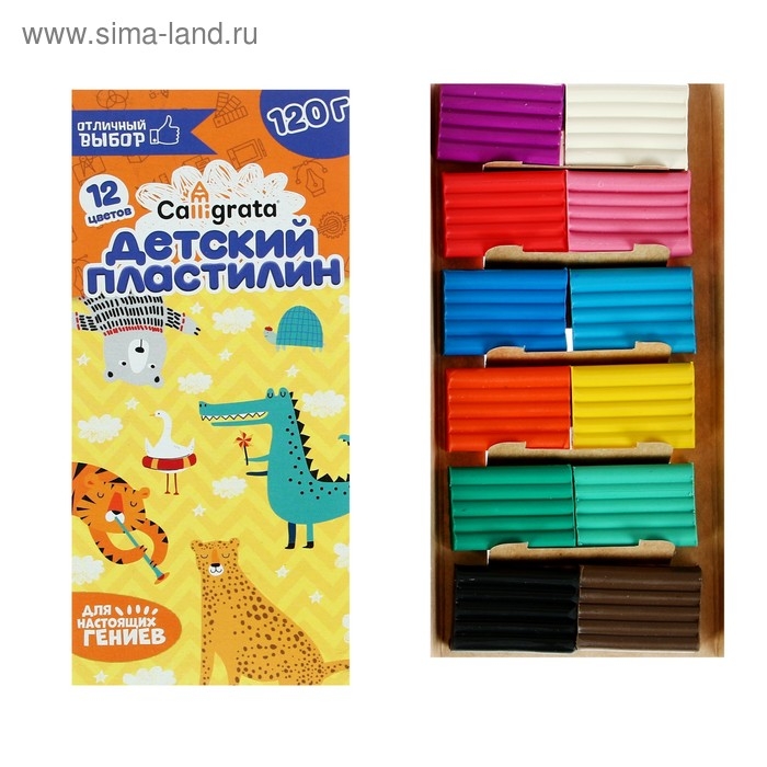 Пластилин Calligrata, 12 цветов, 120 г Пластилин Calligrata, 12 цветов, 120 г