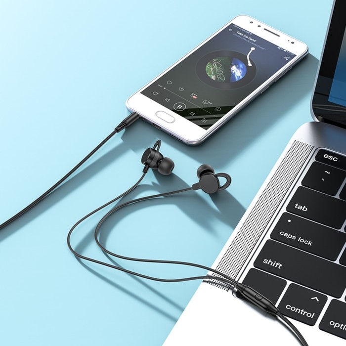 Наушники Hoco M103, проводные, вакуумные, микрофон, 1.2 м, чёрные Наушники Hoco M103, проводные, вакуумные, микрофон, 1.2 м, чёрные