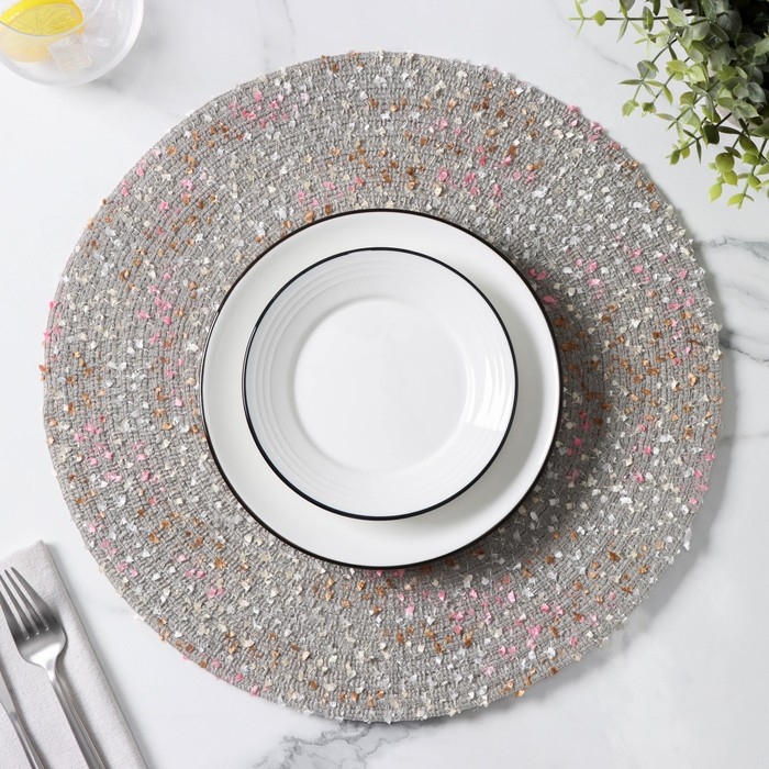 Салфетка сервировочная на стол Доляна «Серпантин», d=38 см, цвет серый