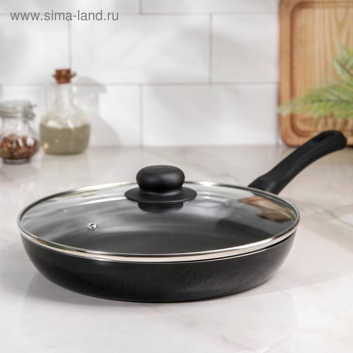 Сковорода Promo, d=26 см, стеклянная крышка, антипригарное покрытие, цвет чёрный Сковорода Promo, d=26 см, стеклянная крышка, антипригарное покрытие, цвет чёрный