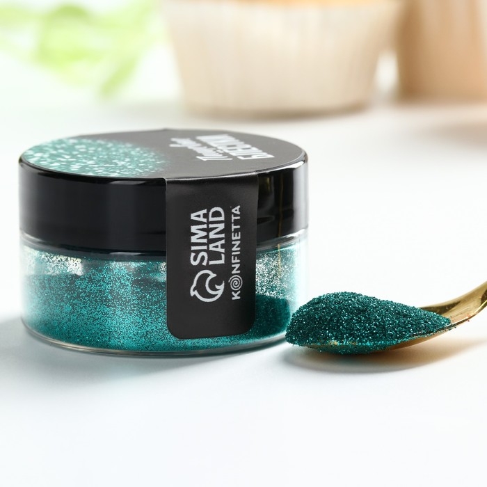 Блёстки пищевые пасха мелкой фракции бирюзовые для капкейков, тортов и напитков, 5 г.