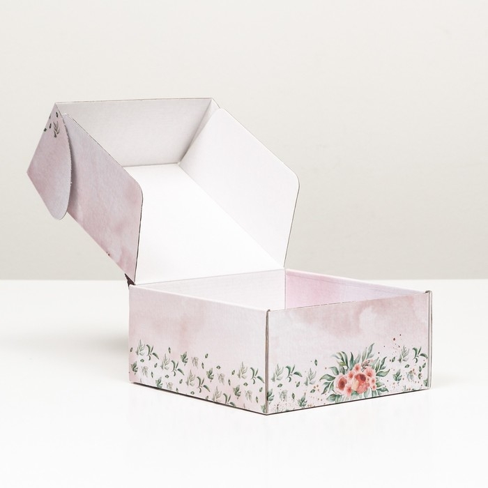 Коробка самосборная, без окна Коробка самосборная, без окна "With Love" 19 х 19 х 9 см