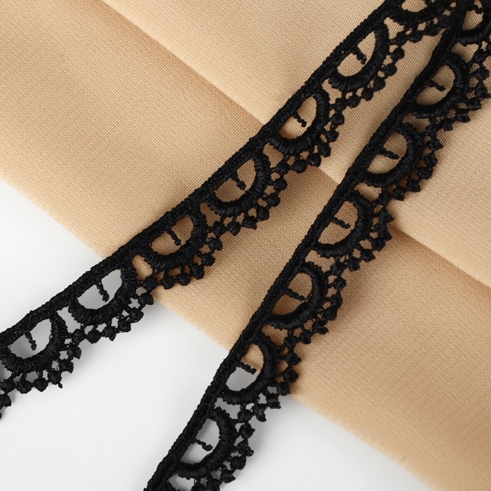 Кружево гипюровое, 13 мм × 11 ± 1 м, цвет чёрный Кружево гипюровое, 13 мм × 11 ± 1 м, цвет чёрный