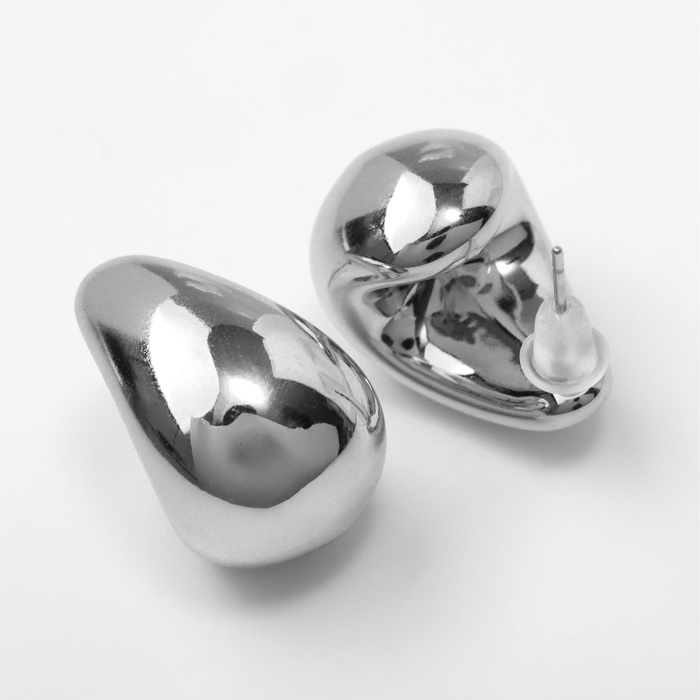 Серьги пластик «Капля» структура мини, цвет серебро Серьги пластик «Капля» структура мини, цвет серебро