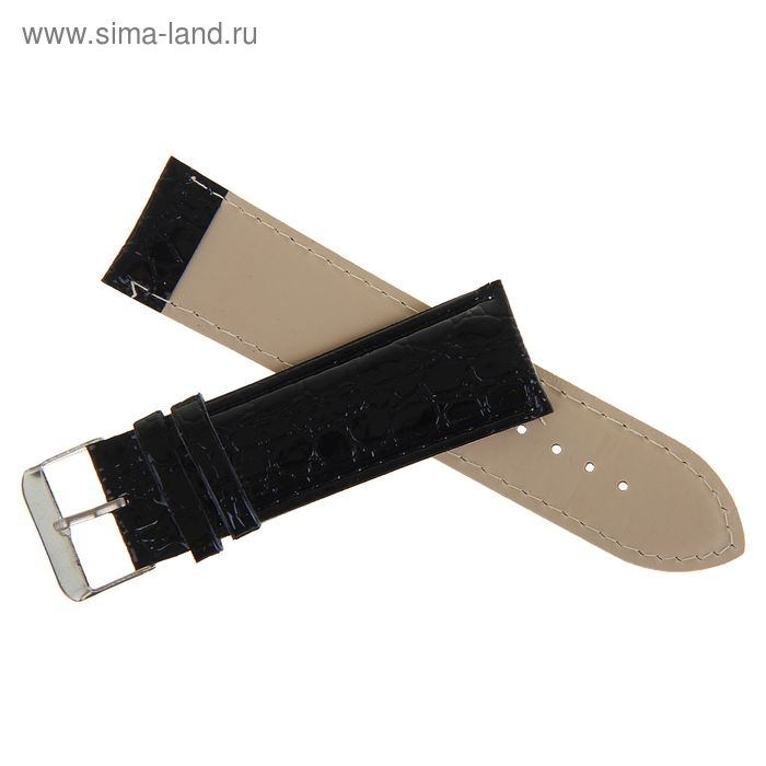 Ремешок для часов Ремешок для часов "Соломон", 24 мм, экокожа, l-20 см, черный