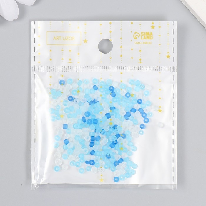 Бисер стекло 8/0  Бисер стекло 8/0 "Матовый полупрозрачный. Меланж голубой" 10 гр