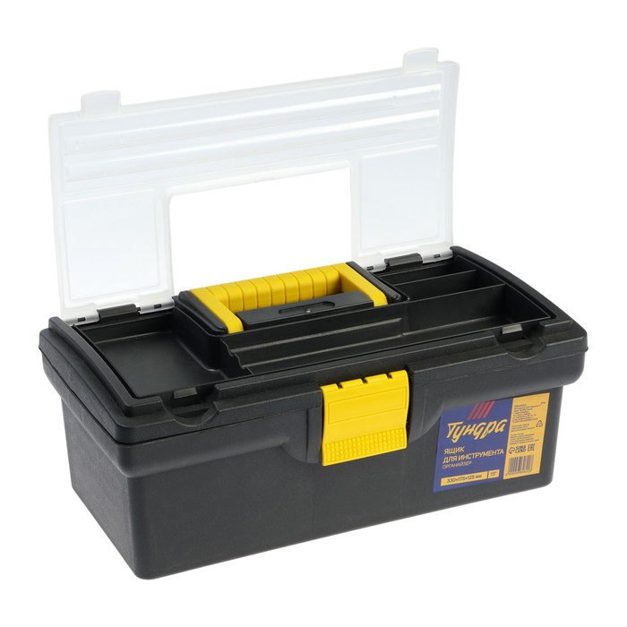 Ящик для инструмента ТУНДРА, 13 Ящик для инструмента ТУНДРА, 13", 330 х 175 х 125 мм, пластиковый, органайзер