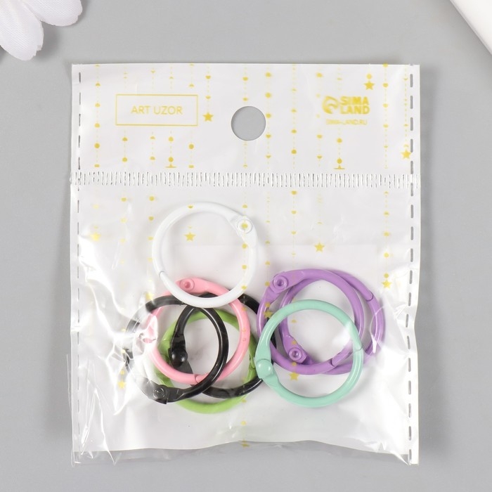 Кольцо для творчества (для фотоальбомов) Кольцо для творчества (для фотоальбомов) "Цвет" МИКС внутр. d= 2 см внешн. d=2,4 см набор 8 шт 91494
