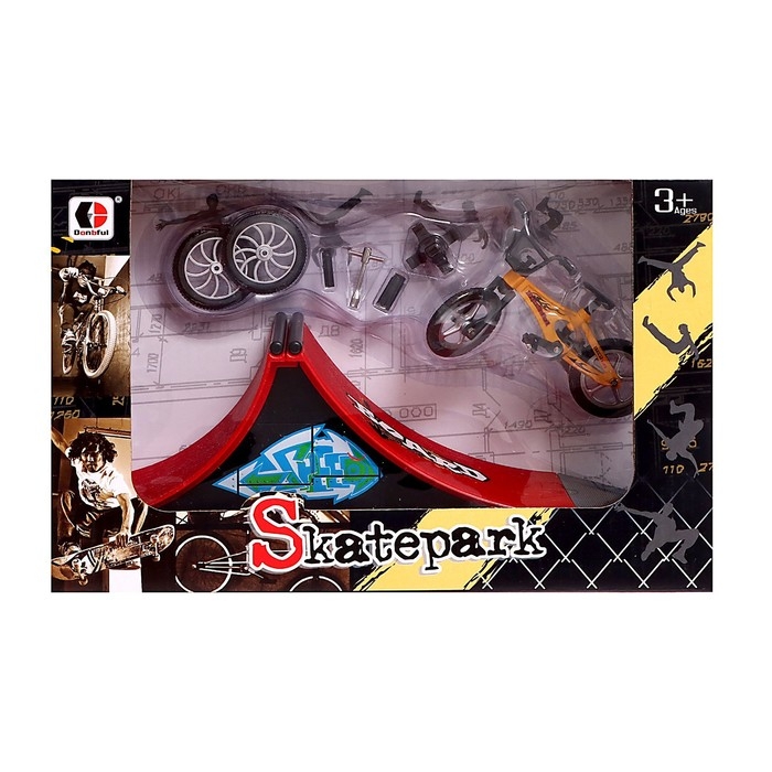 Набор скейт-парк «Трюк: прыжок», фингербайк с двойным трамплином