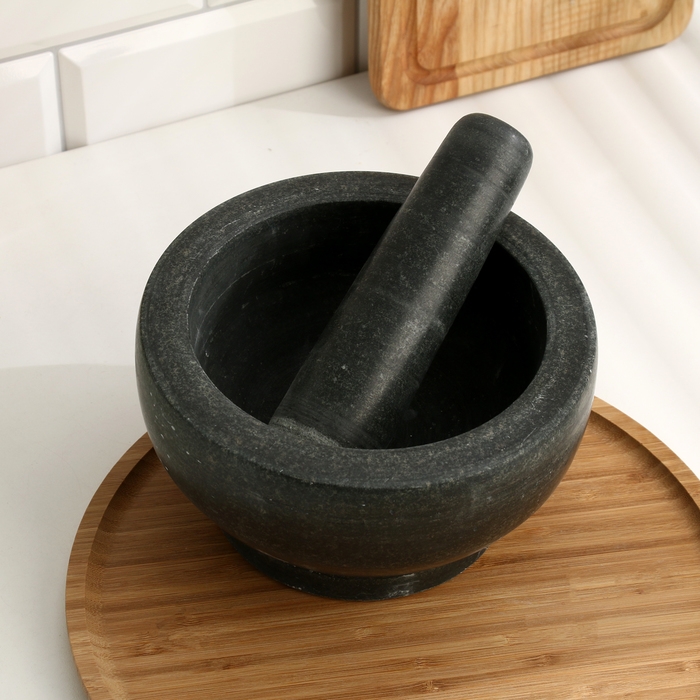 Ступка с пестиком из камня большая, 1000 мл, черная, в коробке Ступка с пестиком из камня большая, 1000 мл, черная, в коробке