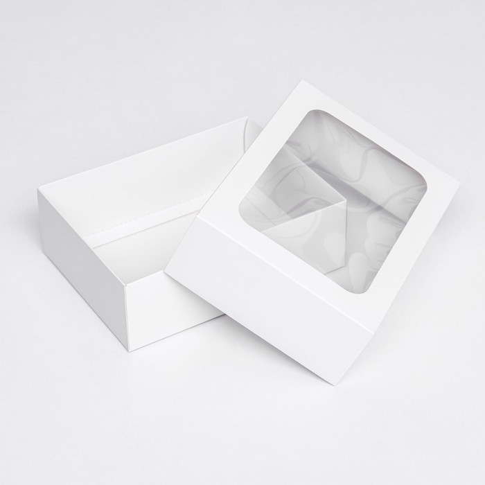 Коробка складная, крышка-дно, с окном, белый, 20 х 15 х 6,5 см, Коробка складная, крышка-дно, с окном, белый, 20 х 15 х 6,5 см,