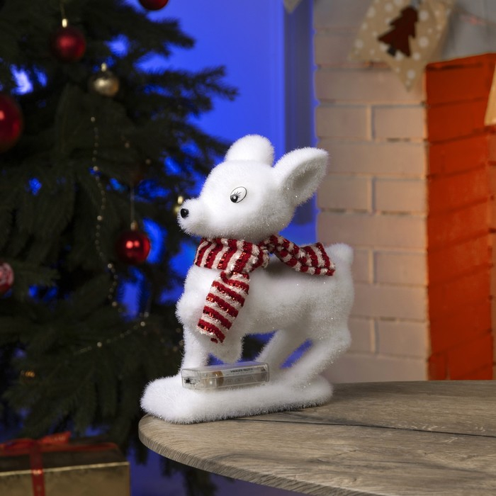 Светодиодная фигура «Оленёнок» 18 × 28 × 14 см, флок, батарейки ААх2 (не в комплекте), свечение тёплое белое Светодиодная фигура «Оленёнок» 18 × 28 × 14 см, флок, батарейки ААх2 (не в комплекте), свечение тёплое белое