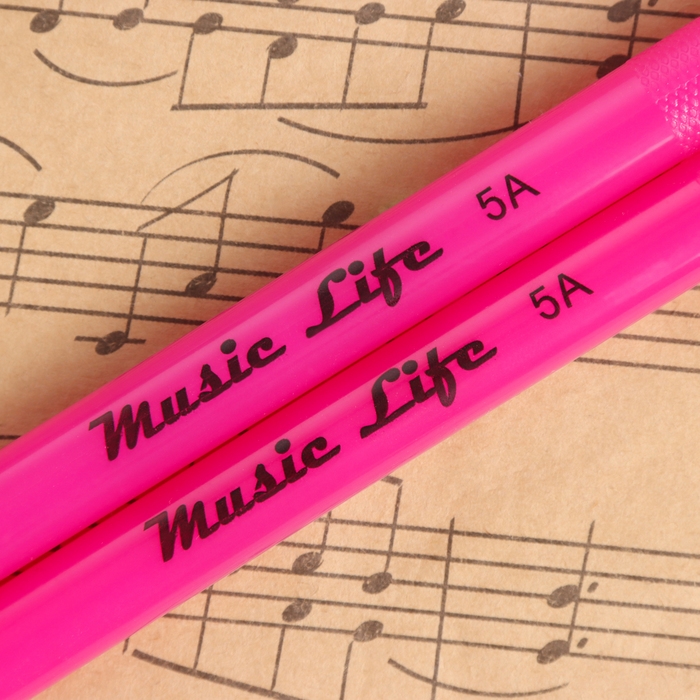 Барабанные палочки Music Life 5А розовые, светящиеся Барабанные палочки Music Life 5А розовые, светящиеся