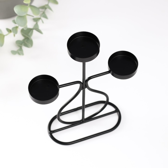 Подсвечник металл на 3 свечи Подсвечник металл на 3 свечи "Бутылочка" d=4 см чёрный 15,5х6х21 см