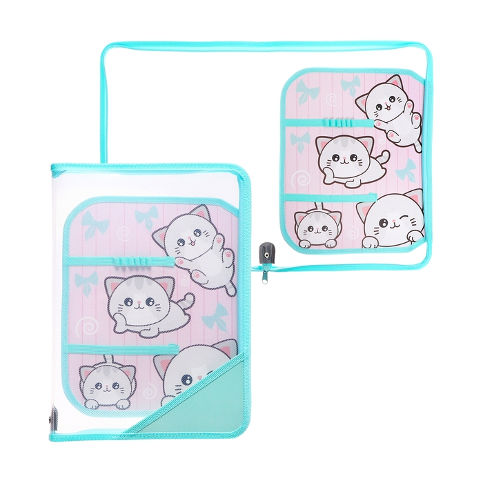 Папка для труда А4, 325 х 230 х 25 мм, молния вокруг, откидная планка, пластиковая, ПТР-1, Calligrata  Папка для труда А4, 325 х 230 х 25 мм, молния вокруг, откидная планка, пластиковая, ПТР-1, Calligrata "Веселые персы"