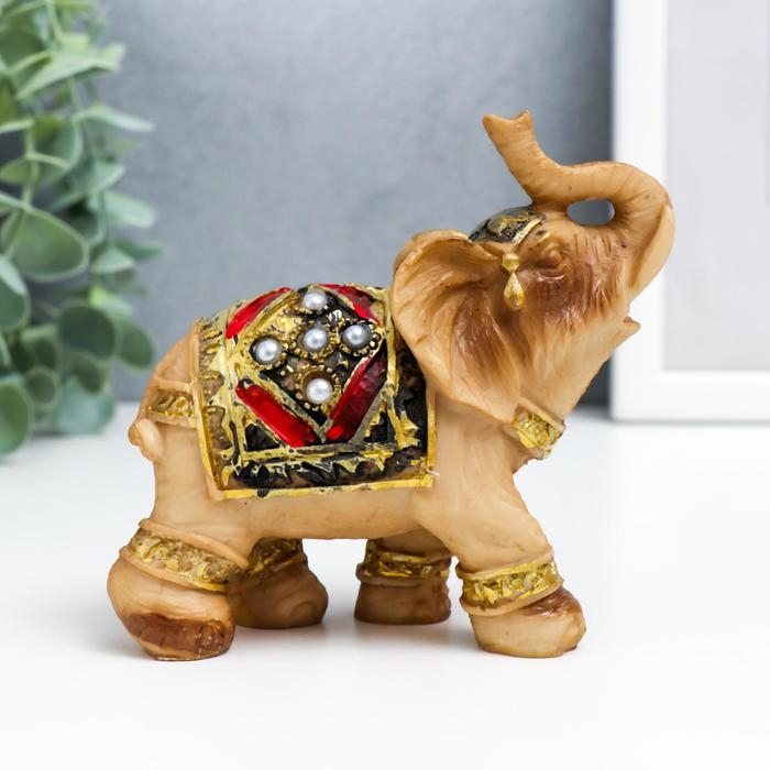 Сувенир полистоун Сувенир полистоун "Семь слонов попона с жемчугом" h-10,5;9,5;8;7,5;6,5;6;5 см