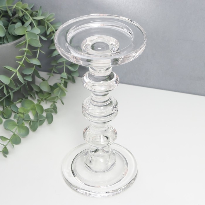 Подсвечник стекло на 1 свечу Подсвечник стекло на 1 свечу "Кёльн" d-2,5/7,5 см прозрачный 11х11х23 см