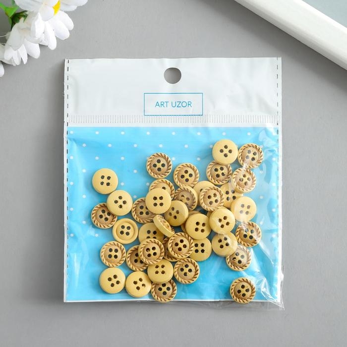 Пуговицы дерево для творчества 4 прокола Пуговицы дерево для творчества 4 прокола "Стежки на круге" набор 40 шт 1,2х1,2х0,3 см