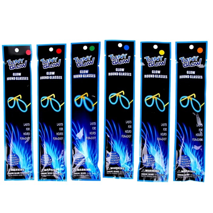 Неоновая палочка «Очки», цвета МИКС Неоновая палочка «Очки», цвета МИКС