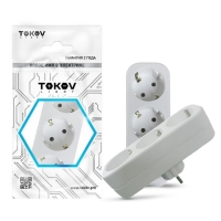 Разветвитель TOKOV ELECTRIC, 3-м, с з/к, 16А, 250В, IP20, полипропилен, белый, TKL-S3Z-C01