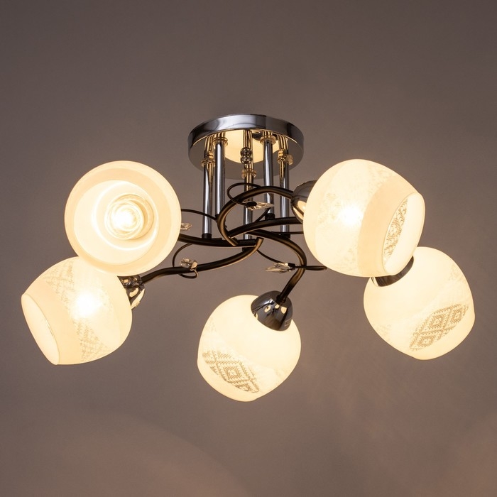 Люстра Люстра "Мона" 3х60Вт Е27 Хром, чёрный 53х53х28см